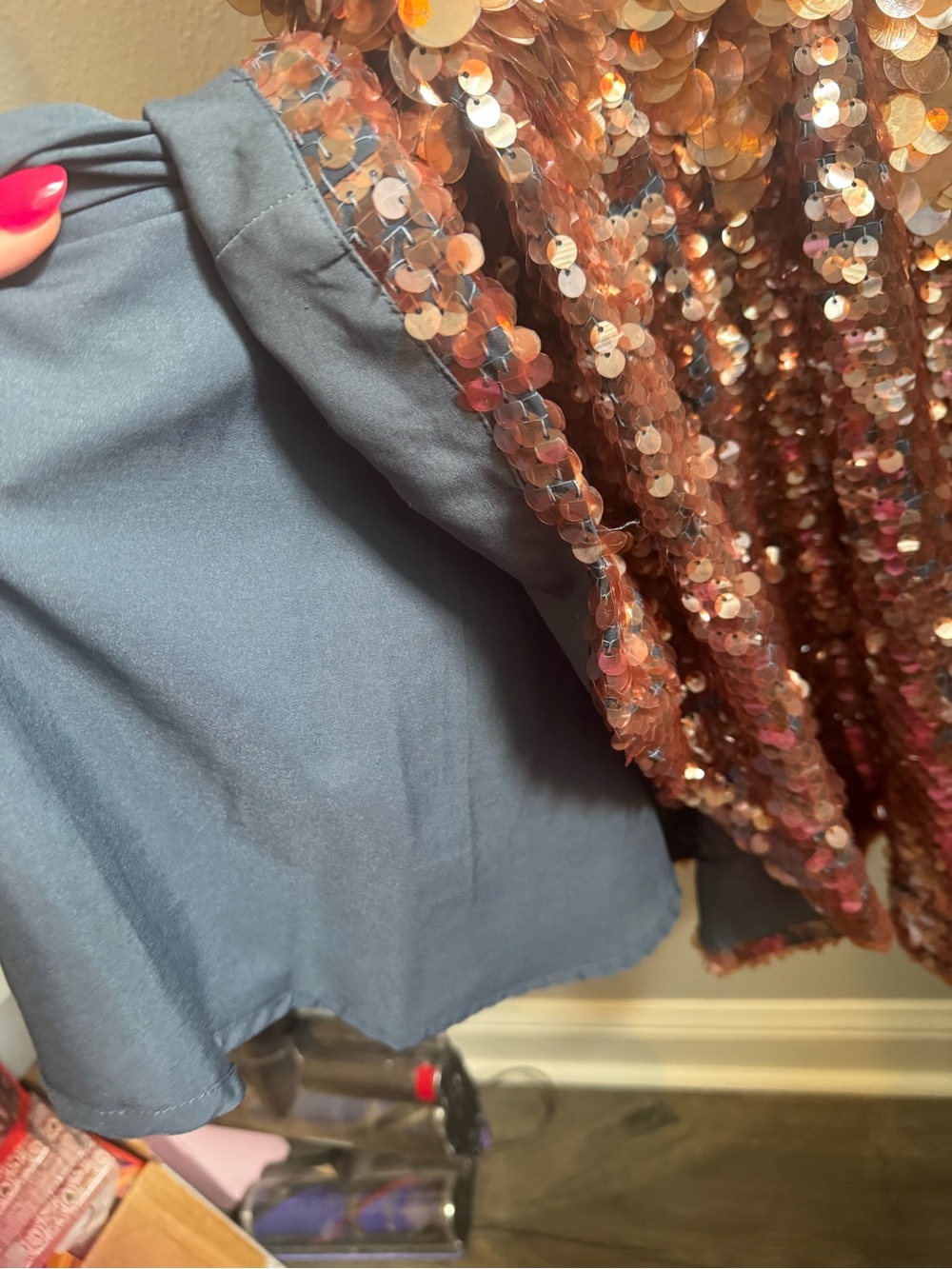 NWT Dhruv Kapoor for Anthropologie Bronze Sequin Asymmetrical Skirt - Picture 4 of 7